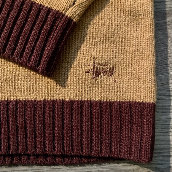 STUSSY Striped Sweater, 100% Wool, US Large - Picture 3 of 5